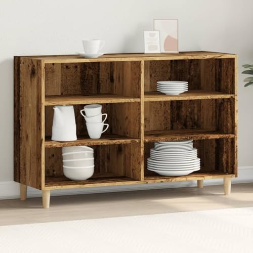 HETFTJN Sideboard Altholz-Optik 103,5x35x70 cm aus Holzwerkstoff mit Eukalyptusbeinen und 6 Fächern für Wohnzimmer Küche und Flur HETFTJN Sideboard Altholz-Optik 103,5x35x70 cm aus Holzwerkstoff mit Eukalyptusbeinen und 6 Fächern für Wohnzimmer Küche und Flur von HETFTJN
