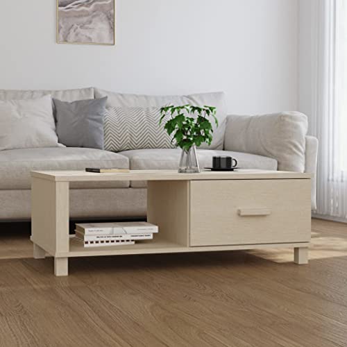 HETFTJN Sideboard HAMAR Honigbraun 100x55x35 cm Massivholz Kiefer mit Schublade & Fach - Stilvoller Beistelltisch & Couchtisch für Wohnzimmer von HETFTJN