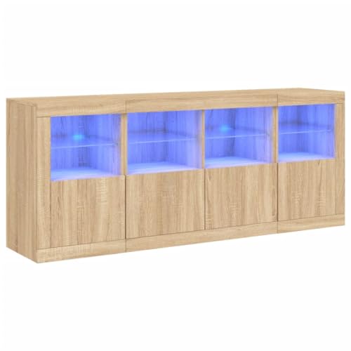 HETFTJN Sideboard Outdoor Küchenbuffet Buffetschrank Wohnzimmer Highboard - Sideboard mit LED-Leuchten Sonoma-Eiche 163x37x67 cm für Schlafzimmer Büro Wohnzimmer Küche HETFTJN Sideboard Outdoor Küchenbuffet Buffetschrank Wohnzimmer Highboard - Sideboard mit LED-Leuchten Sonoma-Eiche 163x37x67 cm für Schlafzimmer Büro Wohnzimmer Küche von HETFTJN