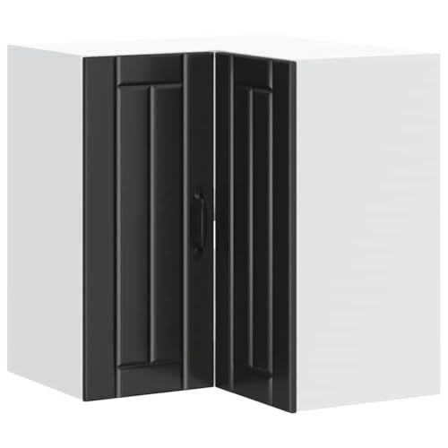 HETFTJN Sideboard Wohnzimmer Apothekerschrank Küche Vorratsschrank Barschrank - Küchen-Eckhängeschrank Lucca Schwarz Holzwerkstoff für Esszimmer Küche Badezimmer Wohnzimmer von HETFTJN