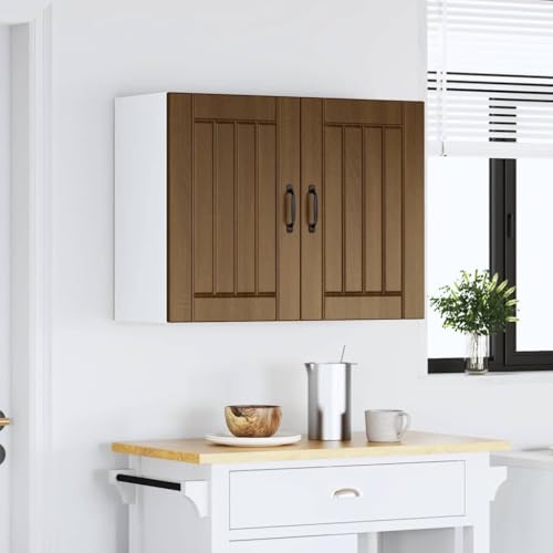 HETFTJN Sideboard Wohnzimmer Apothekerschrank Küche Vorratsschrank Barschrank - Küchen-Hängeschrank Lucca Braun Eichen-Optik Holzwerkstoff für Esszimmer Küche Badezimmer Wohnzimmer von HETFTJN