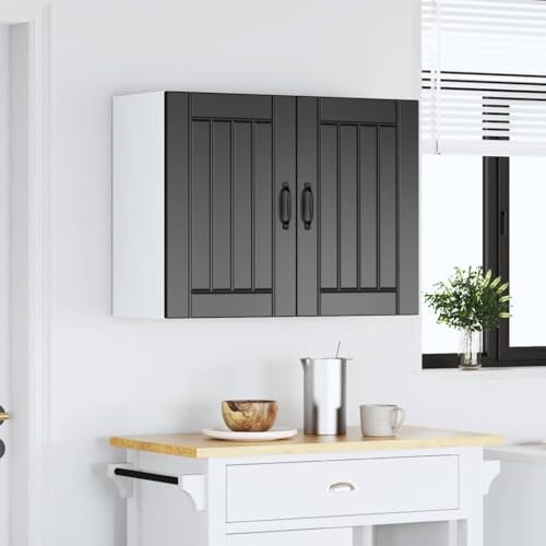 HETFTJN Sideboard Wohnzimmer Apothekerschrank Küche Vorratsschrank Barschrank - Küchen-Hängeschrank Lucca Schwarz Holzwerkstoff für Esszimmer Küche Badezimmer Wohnzimmer von HETFTJN