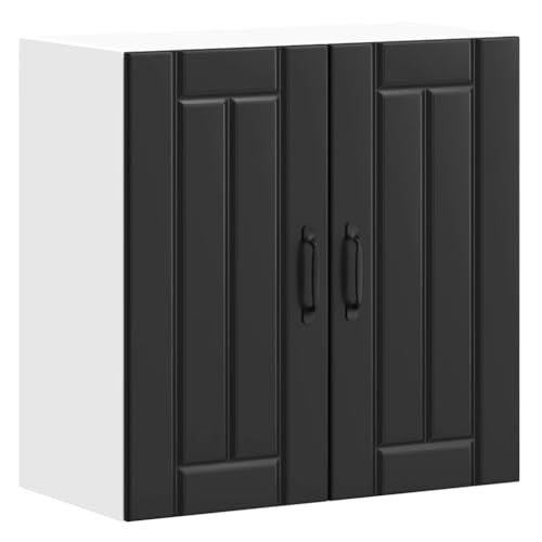 HETFTJN Sideboard Wohnzimmer Apothekerschrank Küche Vorratsschrank Barschrank - Küchen-Hängeschrank Lucca Schwarz Holzwerkstoff für Esszimmer Küche Badezimmer Wohnzimmer von HETFTJN