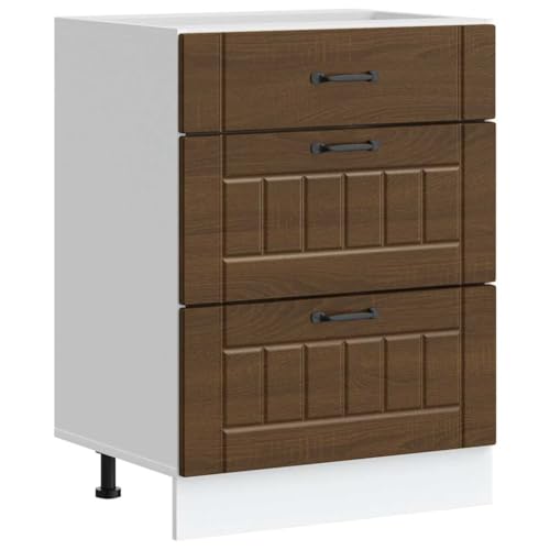 HETFTJN Sideboard Wohnzimmer Apothekerschrank Küche Vorratsschrank Barschrank - Küchen-Unterschrank Lucca Braun Eichen-Optik Holzwerkstoff für Esszimmer Küche Badezimmer Wohnzimmer von HETFTJN
