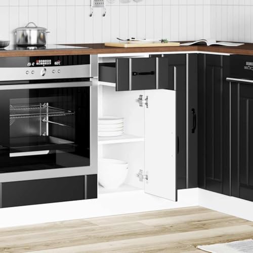 HETFTJN Sideboard Wohnzimmer Apothekerschrank Küche Vorratsschrank Barschrank - Küchen-Unterschrank Lucca Schwarz Holzwerkstoff für Esszimmer Küche Badezimmer Wohnzimmer von HETFTJN