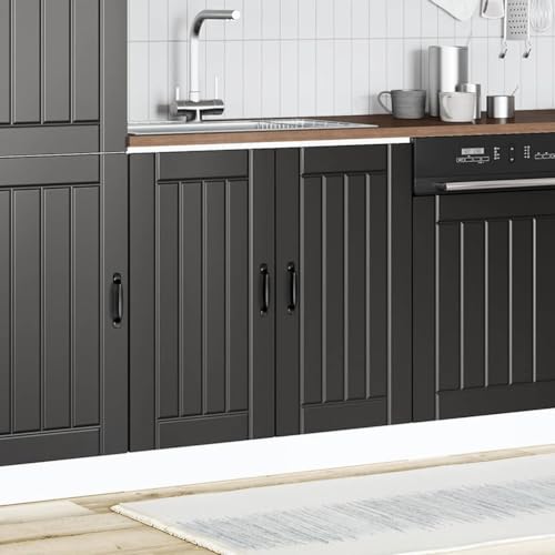 HETFTJN Sideboard Wohnzimmer Apothekerschrank Küche Vorratsschrank Barschrank - Spülenunterschrank Lucca Schwarz Holzwerkstoff für Esszimmer Küche Badezimmer Wohnzimmer von HETFTJN