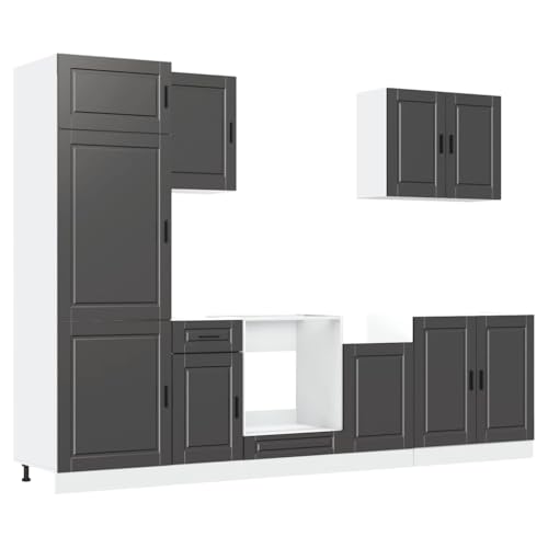 HETFTJN Sideboard Wohnzimmer Küchenunterschrank Küchenbuffet Buffetschrank Vorratsschrank - 7-TLG. Küchenschrank-Set Kalmar Schwarz Holzwerkstoff für Wohnzimmer Küche Esszimmer Badezimmer HETFTJN Sideboard Wohnzimmer Küchenunterschrank Küchenbuffet Buffetschrank Vorratsschrank - 7-TLG. Küchenschrank-Set Kalmar Schwarz Holzwerkstoff für Wohnzimmer Küche Esszimmer Badezimmer von HETFTJN