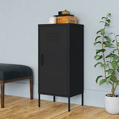 HETFTJN Stahlschrank Schwarz 42,5 x 35 x 101,5 cm mit 2 höhenverstellbaren Böden und Wandhalterung für sichere Aufbewahrung im Wohnzimmer Büro und Garten von HETFTJN