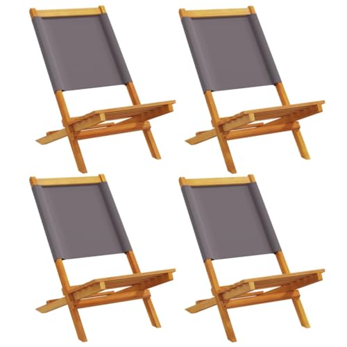 HETFTJN Strandkörbe Barhocker Gartensessel Camping Stuhl - Gartenstühle 4 STK. Klappbar Anthrazit Stoff und Massivholz für Terrasse Bar Garten Balkon von HETFTJN