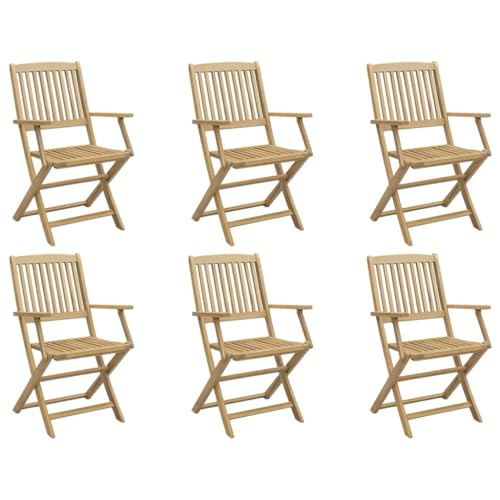 HETFTJN Strandkörbe Barhocker Gartenstuhl Loungesessel Outdoor - Gartenstühle 6 STK. Klappbar 54,5x58x90 cm Massivholz Akazie für Pool Outdoor Garten Terrasse von HETFTJN