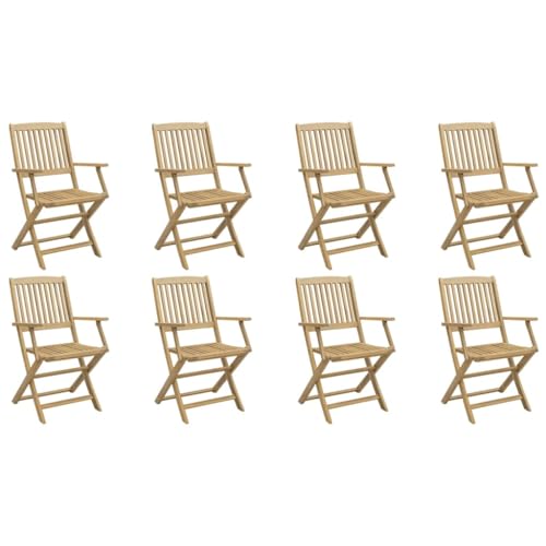 HETFTJN Strandkörbe Barhocker Gartenstuhl Loungesessel Outdoor - Gartenstühle 8 STK. Klappbar 54,5x58x90 cm Massivholz Akazie für Pool Outdoor Garten Terrasse von HETFTJN