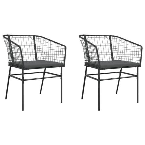 HETFTJN Strandkörbe Gartensessel Gartenstuhl Strandstuhl - Gartenstühle 2 STK. mit Kissen Schwarz Poly Rattan für Outdoor Bar Pool Campingplatz von HETFTJN
