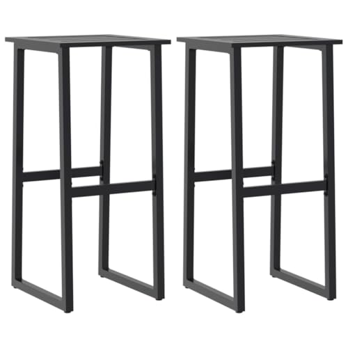 HETFTJN Strandkörbe Gartenstühle Barhocker Gartenmöbel - Barhocker 2 STK. Schwarz 38x38x80 cm Pulverbeschichteter Stahl für Balkon Terrasse Pool Bar von HETFTJN