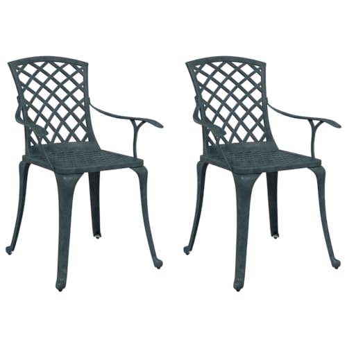 HETFTJN Strandkörbe Gartenstühle Barhocker Gartenmöbel - Gartenstühle 2 STK. Grün Aluminiumguss für Bar Outdoor Terrasse Balkon von HETFTJN