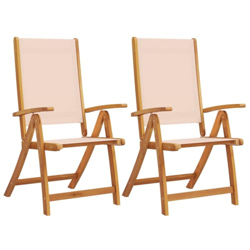 HETFTJN Strandkörbe Gartenstühle Barhocker Gartenmöbel - Gartenstühle 2 STK. Klappbar Massivholz Akazie und Textilene für Bar Outdoor Garten Balkon HETFTJN Strandkörbe Gartenstühle Barhocker Gartenmöbel - Gartenstühle 2 STK. Klappbar Massivholz Akazie und Textilene für Bar Outdoor Garten Balkon von HETFTJN