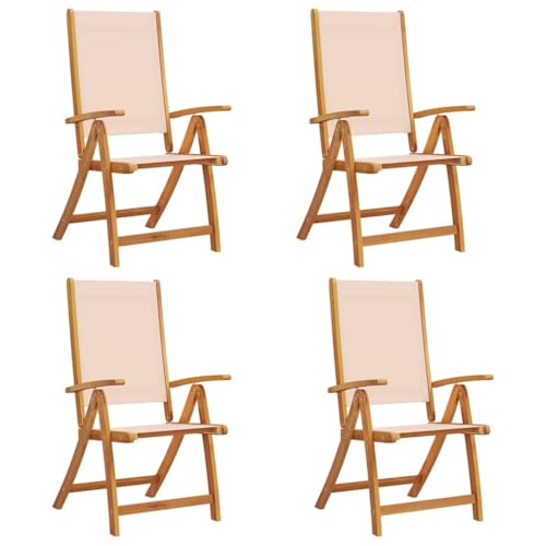 HETFTJN Strandkörbe Gartenstühle Barhocker Gartenmöbel - Gartenstühle 4 STK. Klappbar Massivholz Akazie und Textilene für Bar Outdoor Garten Balkon HETFTJN Strandkörbe Gartenstühle Barhocker Gartenmöbel - Gartenstühle 4 STK. Klappbar Massivholz Akazie und Textilene für Bar Outdoor Garten Balkon von HETFTJN