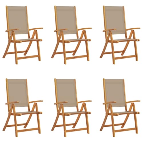 HETFTJN Strandkörbe Gartenstühle Barhocker Gartenmöbel - Gartenstühle 6 STK. Klappbar Massivholz Akazie und Textilene für Bar Outdoor Garten Balkon von HETFTJN
