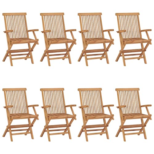 HETFTJN Strandkörbe Gartenstühle Strandstuhl Loungesessel Outdoor - Gartenstühle mit Beigen Kissen 8 STK. Massivholz Teak für Bar Terrasse Pool Outdoor von HETFTJN