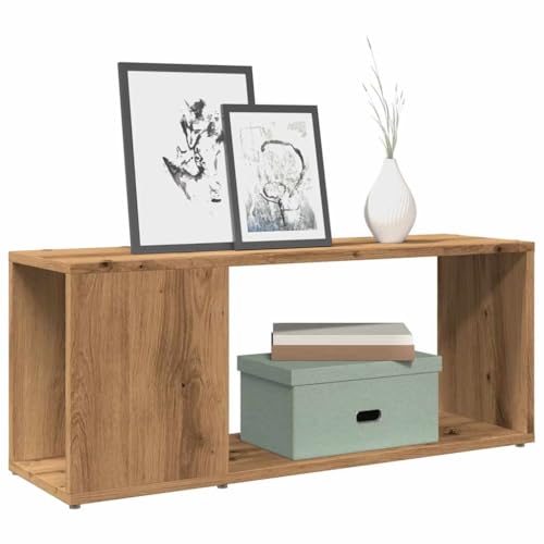 HETFTJN TV Schrank Artisan Eiche 80x24x32 cm Holzwerkstoff mit viel Stauraum und stabilem Design für Wohnzimmer Büro und mehr von HETFTJN