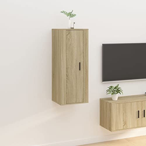 HETFTJN TV-Wandschrank, Sideboard Holz Wohnzimmertisch Tv Wandschrank Tv Board Geeignet für Wohnzimmer Kleine Räume Den Flur Schlafzimmer Sonoma-Eiche 40x34,5x100 cm von HETFTJN