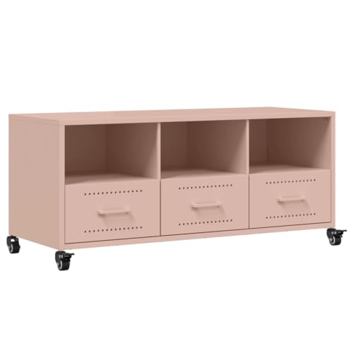 HETFTJN Tv-Tisch Sideboard Tv Lowboard Tv Board Wohnzimmer Möbel - TV-Schrank Rosa 100,5x39x43,5 cm Kaltgewalzter Stahl für Schlafzimmer Wohnzimmer Flur Küche HETFTJN Tv-Tisch Sideboard Tv Lowboard Tv Board Wohnzimmer Möbel - TV-Schrank Rosa 100,5x39x43,5 cm Kaltgewalzter Stahl für Schlafzimmer Wohnzimmer Flur Küche von HETFTJN