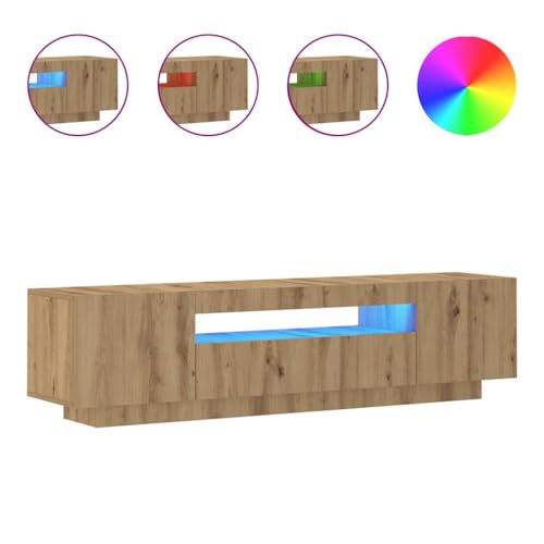 HETFTJN Tv-Tisch Tv Schrank Tv Ständer Wohnzimmer Möbel - TV-Schrank mit LED-Leuchten Artisan-Eiche 160x35x40 cm für Schlafzimmer Badezimmer Küche Wohnzimmer HETFTJN Tv-Tisch Tv Schrank Tv Ständer Wohnzimmer Möbel - TV-Schrank mit LED-Leuchten Artisan-Eiche 160x35x40 cm für Schlafzimmer Badezimmer Küche Wohnzimmer von HETFTJN