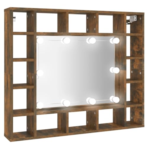 HETFTJN Unterschrank Bad Medikamenten Aufbewahrung Apothekerschrank Küche Badmöbel - Spiegelschrank mit LED Räuchereiche 91x15x76,5 cm für Wohnzimmer Badezimmer Küche Flur HETFTJN Unterschrank Bad Medikamenten Aufbewahrung Apothekerschrank Küche Badmöbel - Spiegelschrank mit LED Räuchereiche 91x15x76,5 cm für Wohnzimmer Badezimmer Küche Flur von HETFTJN