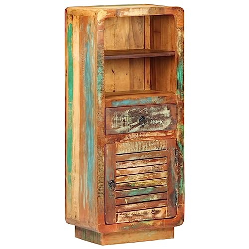 HETFTJN Vintage Altholz Highboard 45x32x110 cm Massivholz Schrank mit Tür Schublade und Regal Einzigartiges Design für Wohnzimmer Küche und Flur HETFTJN Vintage Altholz Highboard 45x32x110 cm Massivholz Schrank mit Tür Schublade und Regal Einzigartiges Design für Wohnzimmer Küche und Flur von HETFTJN