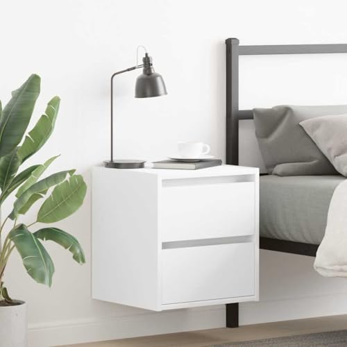 HETFTJN Wand-Nachttisch Weiß 38x34x40 cm Modernes Schlafzimmer Sideboard mit Schublade aus Holzwerkstoff Robust & Plattformsparend für Schlafzimmer Flur und Wohnzimmer von HETFTJN
