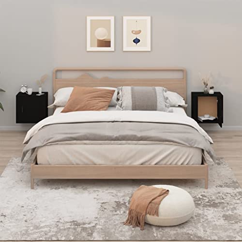 HETFTJN Wand-Nachttische 2er Set Schwarz 50x30x47 cm aus Holzwerkstoff Modernes platzsparendes Sideboard für Schlafzimmer Wohnzimmer Flur HETFTJN Wand-Nachttische 2er Set Schwarz 50x30x47 cm aus Holzwerkstoff Modernes platzsparendes Sideboard für Schlafzimmer Wohnzimmer Flur von HETFTJN