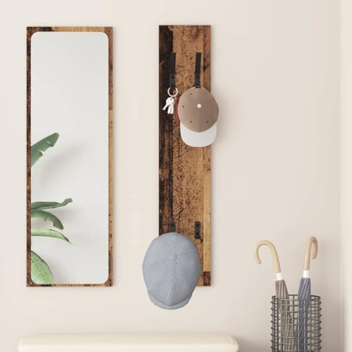 HETFTJN Wandgarderobe Altholz 20x1,5x100cm Holzwerkstoff mit Haken für Kleidung Minimalistisches Design für Flur Eingang HETFTJN Wandgarderobe Altholz 20x1,5x100cm Holzwerkstoff mit Haken für Kleidung Minimalistisches Design für Flur Eingang von HETFTJN
