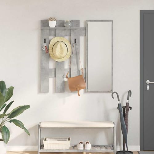 HETFTJN Wandgarderobe Betongrau 100x10x100cm Holzwerkstoff Wandmontiert Modernes Design mit Mehreren Haken für Flur und Eingangsbereich HETFTJN Wandgarderobe Betongrau 100x10x100cm Holzwerkstoff Wandmontiert Modernes Design mit Mehreren Haken für Flur und Eingangsbereich von HETFTJN