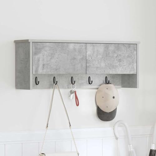 HETFTJN Wandgarderobe Betongrau 80x20x30cm Modernes Wandregal mit Aufbewahrungsfach und Haken Aus Holzwerkstoff für Flur Eingang und Wohnzimmer HETFTJN Wandgarderobe Betongrau 80x20x30cm Modernes Wandregal mit Aufbewahrungsfach und Haken Aus Holzwerkstoff für Flur Eingang und Wohnzimmer von HETFTJN