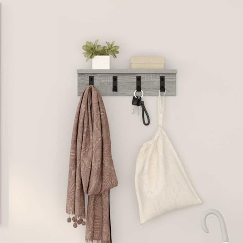 HETFTJN Wandgarderobe Grau Sonoma 40 x 10.5 x 10.5 cm Modernes Wandregal mit Haken für Kleidung und Accessoires Stilvoll und Platzsparend für Flur Eingangsbereich und Wohnzimmer HETFTJN Wandgarderobe Grau Sonoma 40 x 10.5 x 10.5 cm Modernes Wandregal mit Haken für Kleidung und Accessoires Stilvoll und Platzsparend für Flur Eingangsbereich und Wohnzimmer von HETFTJN