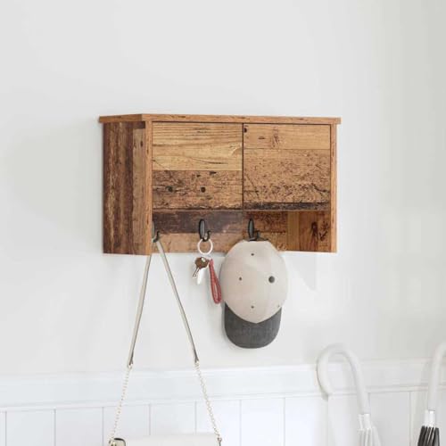 HETFTJN Wandgarderobe Modernes Wandregal mit Ablagefach und Haken Altholz 50 x 20 x 30 cm für Flur Eingangsbereich und Wohnzimmer HETFTJN Wandgarderobe Modernes Wandregal mit Ablagefach und Haken Altholz 50 x 20 x 30 cm für Flur Eingangsbereich und Wohnzimmer von HETFTJN