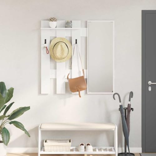 HETFTJN Wandgarderobe Weiß 100 cm Holzwerkstoff Modernes Design mit Mehreren Haken für Flur Wohnzimmer und Eingangsbereich HETFTJN Wandgarderobe Weiß 100 cm Holzwerkstoff Modernes Design mit Mehreren Haken für Flur Wohnzimmer und Eingangsbereich von HETFTJN