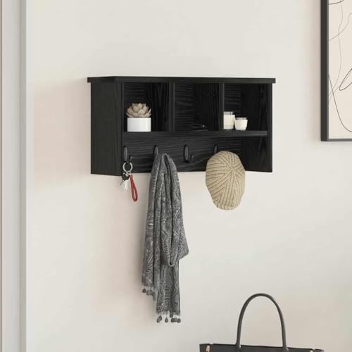 HETFTJN Wandgarderobe aus Holzwerkstoff 50 x 16 x 26 cm Elegantes Wandregal mit Aufbewahrung und Haken für Flur Eingangsbereich HETFTJN Wandgarderobe aus Holzwerkstoff 50 x 16 x 26 cm Elegantes Wandregal mit Aufbewahrung und Haken für Flur Eingangsbereich von HETFTJN