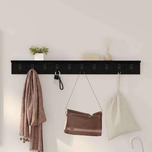 HETFTJN Wandgarderobe mit Ablagebrett 100 x 10.5 x 10.5 cm Holzwerkstoff Schwarze Eiche Modernes Design Robust und Langlebig für Flur Eingangsbereich und Wohnzimmer von HETFTJN
