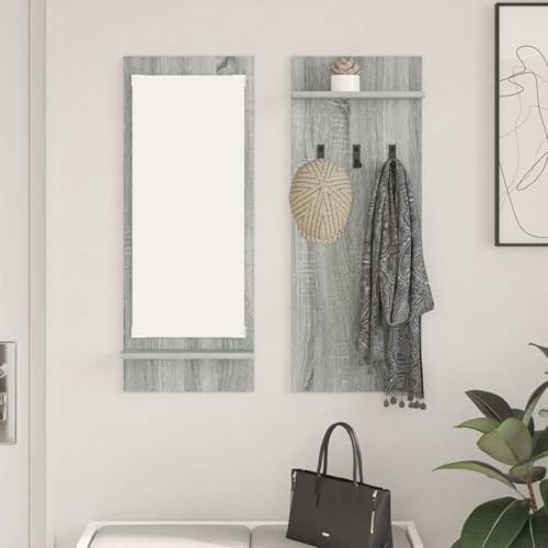 HETFTJN Wandmontierter Kleiderständer Grau Sonoma 70x10x90cm Holzwerkstoff Modernes Design mit Haken und Regalbrett für Flur Eingangsbereich und Wohnzimmer HETFTJN Wandmontierter Kleiderständer Grau Sonoma 70x10x90cm Holzwerkstoff Modernes Design mit Haken und Regalbrett für Flur Eingangsbereich und Wohnzimmer von HETFTJN