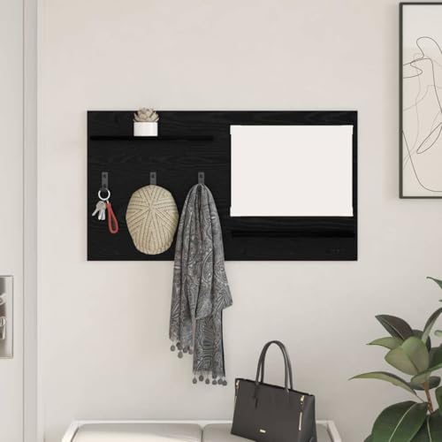 HETFTJN Wandmontierter Kleiderständer Schwarz Eiche 90x10x50 cm Modernes Design mit Haken und Regalbrett für Flur Wohnzimmer und Eingangsbereich HETFTJN Wandmontierter Kleiderständer Schwarz Eiche 90x10x50 cm Modernes Design mit Haken und Regalbrett für Flur Wohnzimmer und Eingangsbereich von HETFTJN