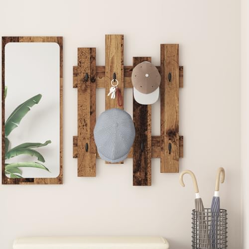 HETFTJN Wandmontierter Kleiderständer aus Holzwerkstoff 60 x 3 x 82 cm Modernes Design mit Regalen und Haken für Effiziente Aufbewahrung im Flur Eingangsbereich und Schlafzimmer HETFTJN Wandmontierter Kleiderständer aus Holzwerkstoff 60 x 3 x 82 cm Modernes Design mit Regalen und Haken für Effiziente Aufbewahrung im Flur Eingangsbereich und Schlafzimmer von HETFTJN