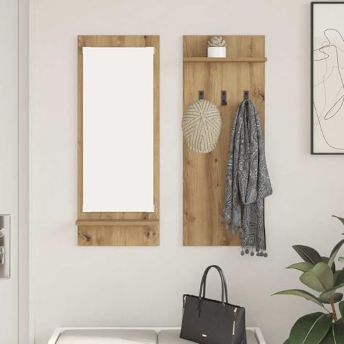 HETFTJN Wandmontierter Kleiderständer aus Holzwerkstoff 70 x 10 x 90 cm Modernes Design mit Haken und Regalbrett für Flur Eingangsbereich und Wohnzimmer HETFTJN Wandmontierter Kleiderständer aus Holzwerkstoff 70 x 10 x 90 cm Modernes Design mit Haken und Regalbrett für Flur Eingangsbereich und Wohnzimmer von HETFTJN