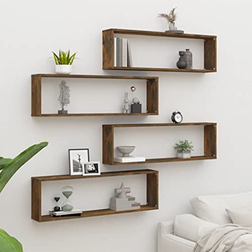 HETFTJN Wandregal 100 x 15 x 30 cm aus Holzwerkstoff in Räuchereiche Schwebendes Regal mit Modernem Design für Bücher Deko und Pflanzen von HETFTJN