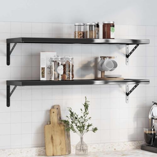 HETFTJN Wandregal 100x30x3 cm 2 Stück Edelstahl Schweberegal Schwarz Modernes Design Robust und Langlebig für Wohnzimmer Schlafzimmer und Büro HETFTJN Wandregal 100x30x3 cm 2 Stück Edelstahl Schweberegal Schwarz Modernes Design Robust und Langlebig für Wohnzimmer Schlafzimmer und Büro von HETFTJN
