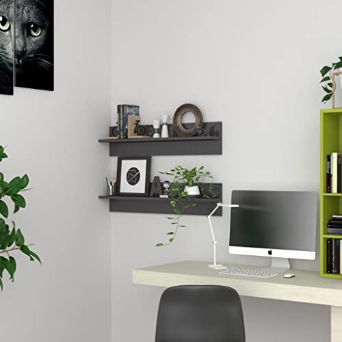 HETFTJN Wandregal 2er Set Hochglanz Grau 80x11,5x18 cm Modernes Design aus Holzwerkstoff für Wohnzimmer Büro und Flur HETFTJN Wandregal 2er Set Hochglanz Grau 80x11,5x18 cm Modernes Design aus Holzwerkstoff für Wohnzimmer Büro und Flur von HETFTJN