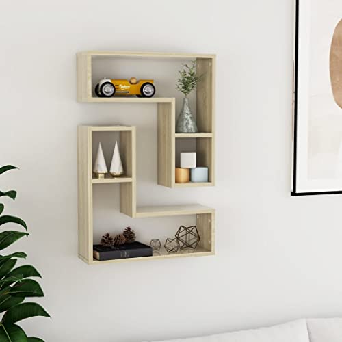 HETFTJN Wandregal 2er Set Sonoma-Eiche Holzwerkstoff 50x15x50 cm Schwebendes Regal für Bücher Deko und Pflanzen im Wohnzimmer Schlafzimmer von HETFTJN