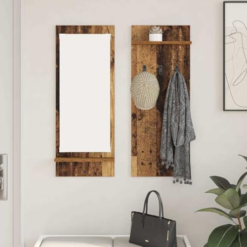 HETFTJN Wandregal Kleiderständer Altes Holz 70x10x90cm Holzwerkstoff mit Haken und Ablagebrett Modernes Design für Flur Eingangsbereich und Wohnzimmer HETFTJN Wandregal Kleiderständer Altes Holz 70x10x90cm Holzwerkstoff mit Haken und Ablagebrett Modernes Design für Flur Eingangsbereich und Wohnzimmer von HETFTJN