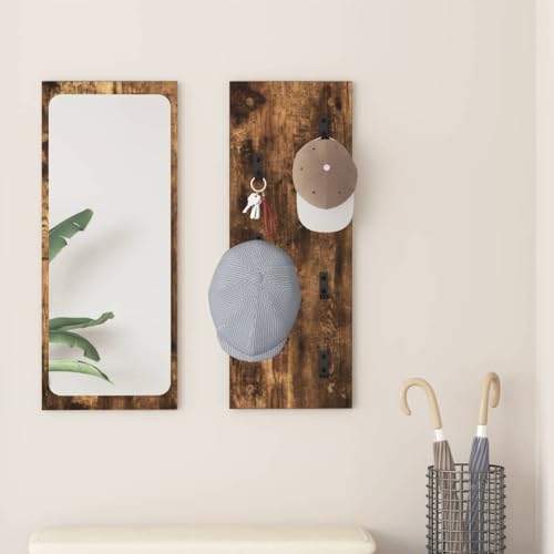 HETFTJN Wandregal Kleiderständer Räuchereiche 30 x 1 5 x 80 cm Holzwerkstoff Modernes Design mit 5 Haken für Flur Eingangsbereich und Wohnzimmer HETFTJN Wandregal Kleiderständer Räuchereiche 30 x 1 5 x 80 cm Holzwerkstoff Modernes Design mit 5 Haken für Flur Eingangsbereich und Wohnzimmer von HETFTJN