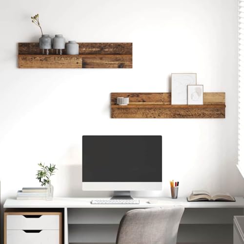 HETFTJN Wandregal Modernes Design 80 x 11,5 x 18 cm Altes Holz Holzwerkstoff Schwebendes Regal für Wohnzimmer Schlafzimmer und Badezimmer von HETFTJN