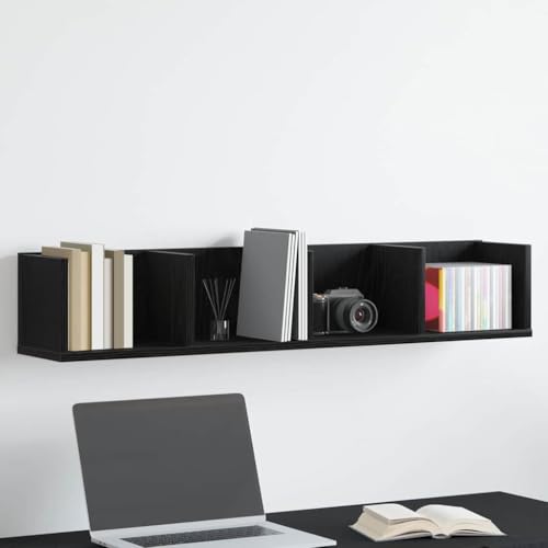 HETFTJN Wandregal Schwebend 100x18x18 cm Massivholz Eiche Schwarz Modernes Design Robuste Aufbewahrung für Wohnzimmer Büro und Schlafzimmer HETFTJN Wandregal Schwebend 100x18x18 cm Massivholz Eiche Schwarz Modernes Design Robuste Aufbewahrung für Wohnzimmer Büro und Schlafzimmer von HETFTJN